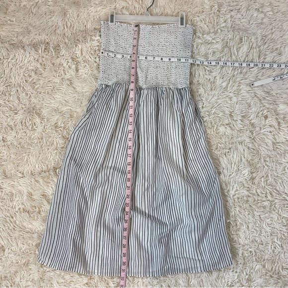 RAG & BONE Aster Pinstripe Strapless Dress smocked top cotton viscose pocket XS - Picture 5 of 7